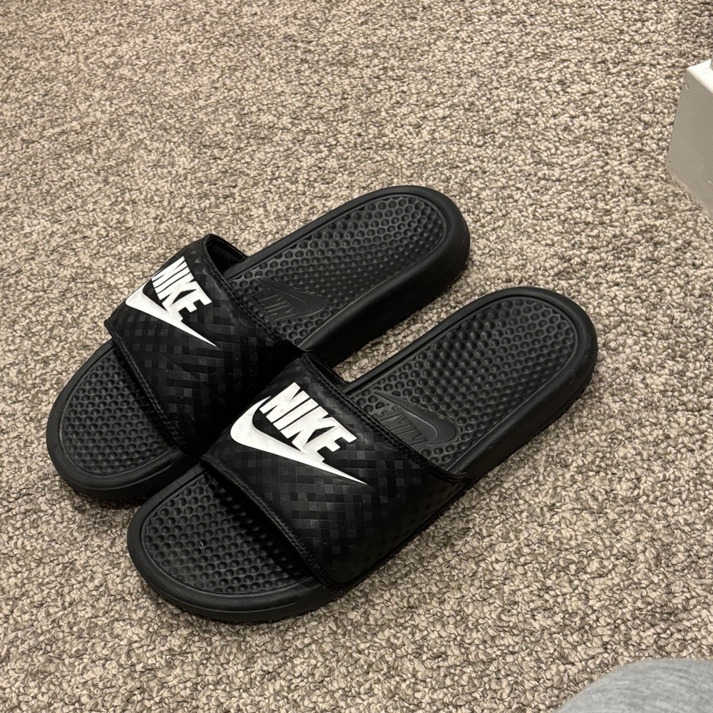 Nike Black and White Slide Sandals